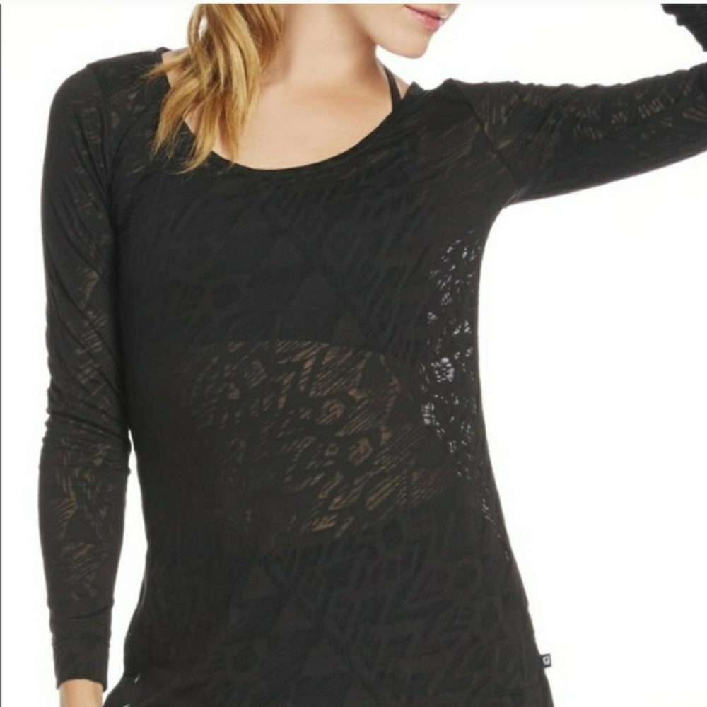 NWT Fabletics Size XXL Black Landon Side Slit Tee
